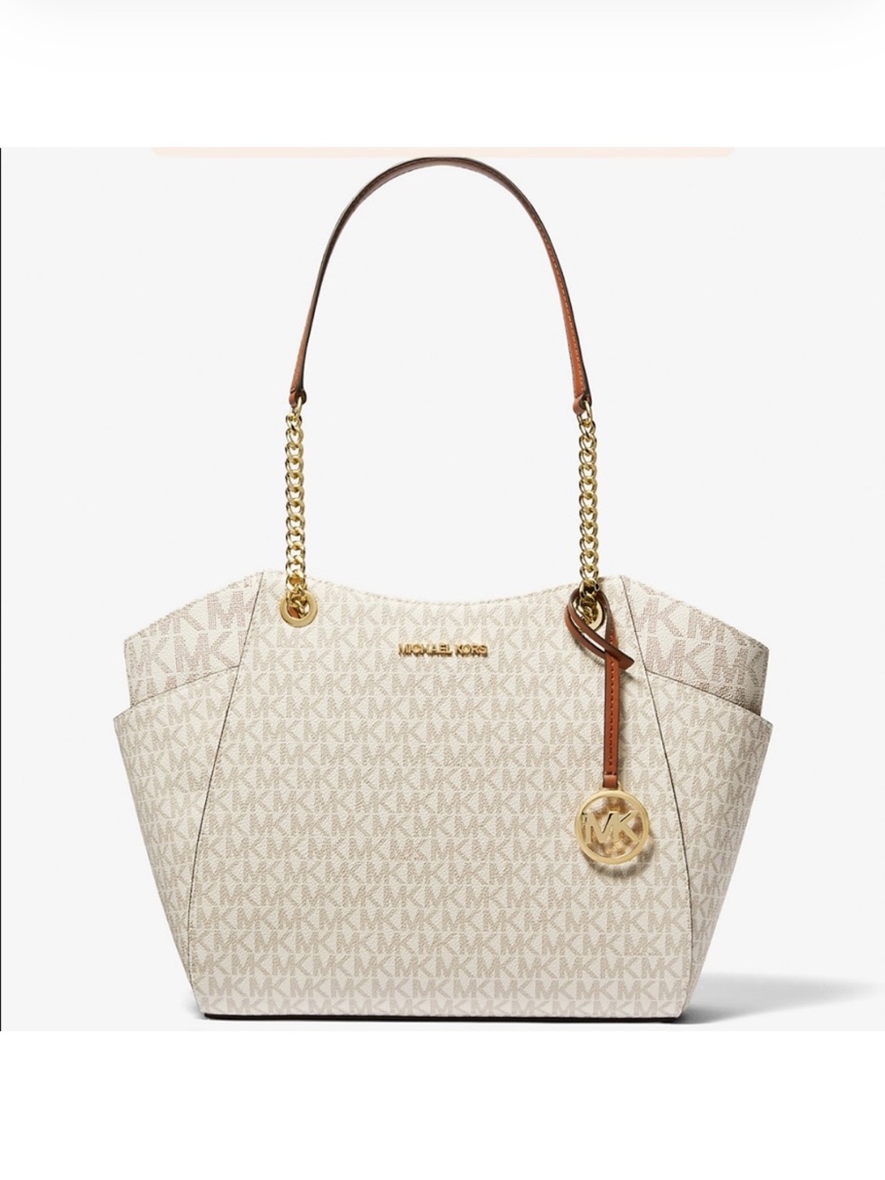 Michael Kors Cream Logo Tote with Gold Hardware